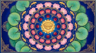 Lotus Mandala Sacred Geometry Canvas Painting