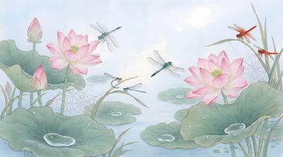 Morning Dew Fresh Lotus Canvas Wall Art