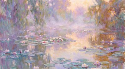 Monet Water Lilies Morning Mist Canvas Wall Art