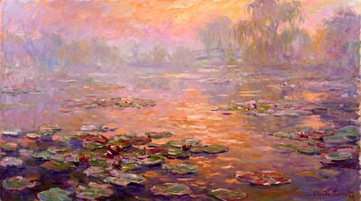 Sunset Glow Water Lilies Canvas Painting