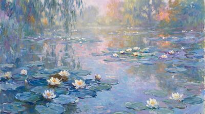 Blue Harmony Water Lilies Canvas Wall Art