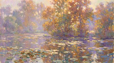 Autumn Reflections Water Lilies Canvas Painting
