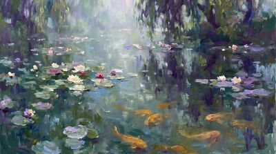 Emerald Depths Water Lilies Canvas Painting