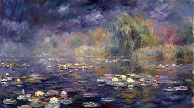 Storm Approaching Water Lilies Canvas Painting