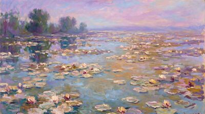Wide Panorama Water Lilies Canvas Wall Art