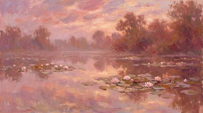 Rose Tone Water Lilies Canvas Painting