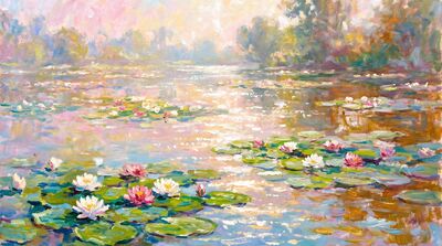 Midday Sun Water Lilies Canvas Wall Art