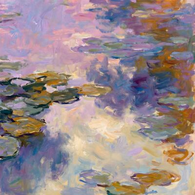 Abstract Water Lilies Close Up Canvas Painting