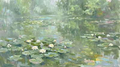 Green Harmony Water Lilies Canvas Wall Art