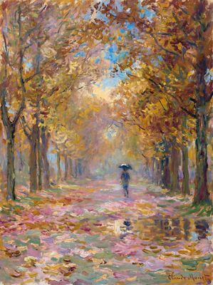 Autumn Avenue Tree Lined Canvas Wall Art