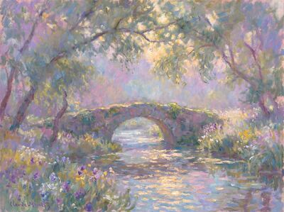 Bridge Over Stream Canvas Wall Art