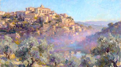 Hilltop Village Canvas Painting