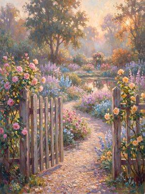 Garden Gate Canvas Painting