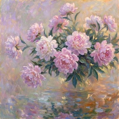Peony Bouquet Canvas Painting