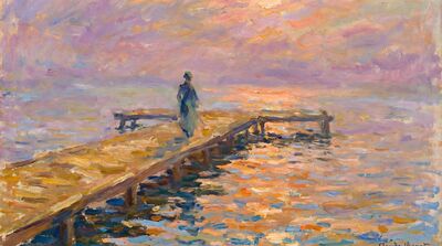 Pier at Sunset Canvas Wall Art