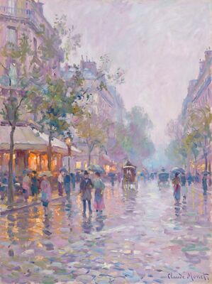Paris Boulevard Rain Canvas Painting