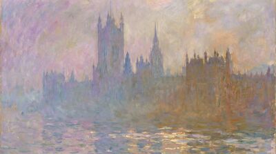 London Parliament Fog Canvas Wall Art