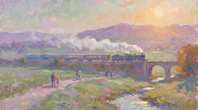 Train in Landscape Canvas Painting