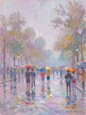 Umbrella Walk Canvas Wall Art