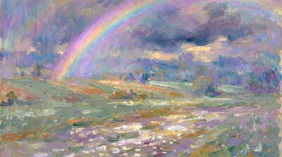 Rainbow Over Fields Canvas Wall Art