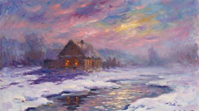 Snow at Twilight Canvas Wall Art
