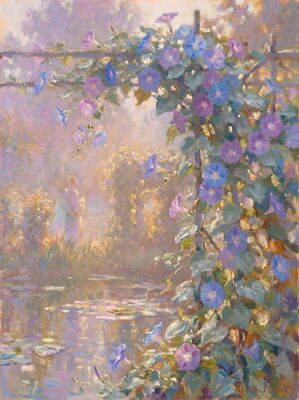 Morning Glories at Dawn Canvas Painting