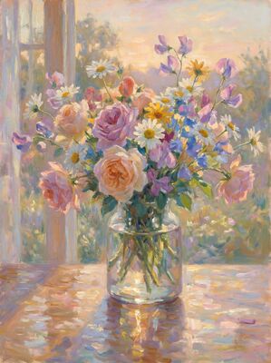 Bouquet in Sunlight Canvas Wall Art