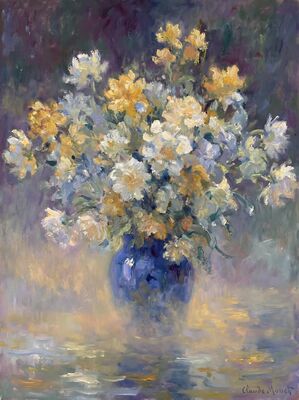 Blue Vase Flowers Canvas Wall Art