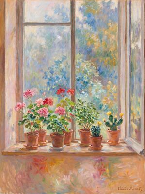 Window Sill Flowers Canvas Painting