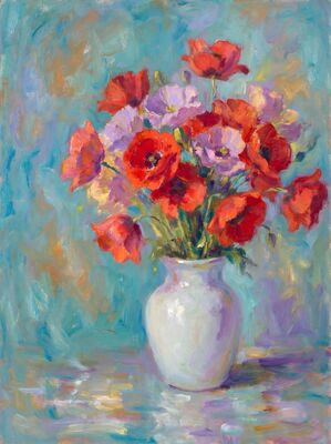 Vase of Poppies Canvas Painting