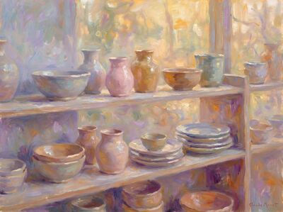Pottery Display Canvas Wall Art