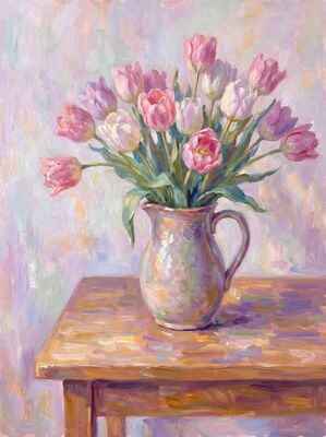 Tulips in Pitcher Canvas Painting
