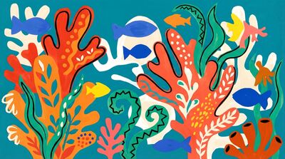 Abstract Colorful Coral Reef Canvas Wall Art