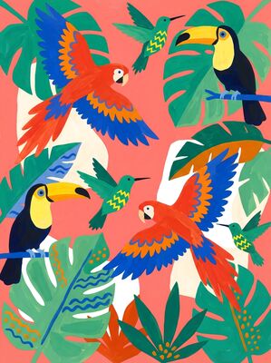 Matisse Style Exotic Birds Canvas Painting