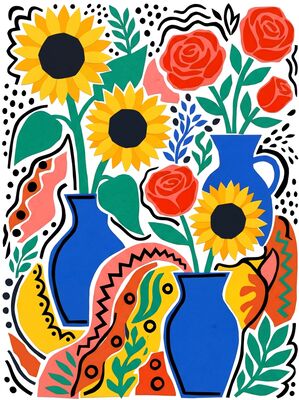 Matisse Style Floral Bouquet Canvas Wall Art