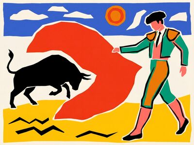 Matisse Inspired Matador and Bull Canvas Painting