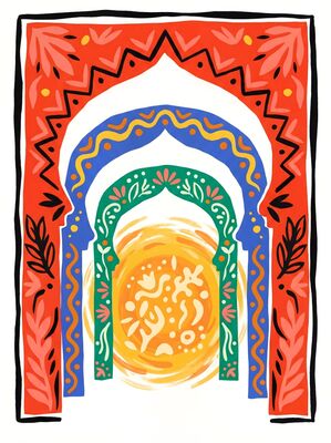 Abstract Colorful Moroccan Doorways Canvas Wall Art
