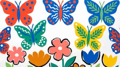 Abstract Colorful Butterfly Garden Canvas Wall Art