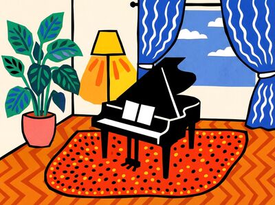 Abstract Colorful Piano Room Canvas Wall Art