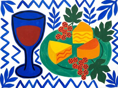 Matisse Style Wine and Cheese Canvas Wall Art