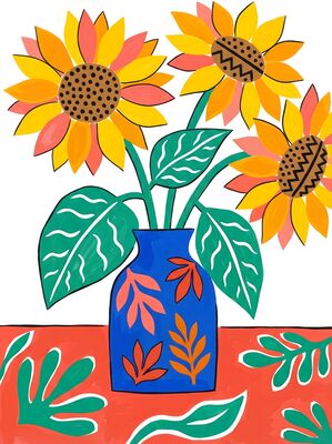 Matisse Style Sunflower Still Life Canvas Wall Art