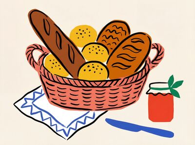 Abstract Colorful Bread Basket Canvas Painting