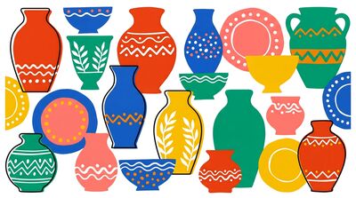 Matisse Style Pottery Wheel Shapes Canvas Wall Art