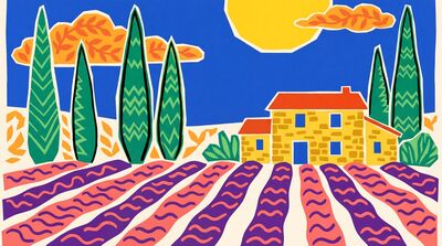 Abstract Colorful Lavender Provence Canvas Painting
