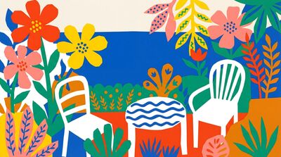Abstract Colorful Coastal Garden Canvas Wall Art