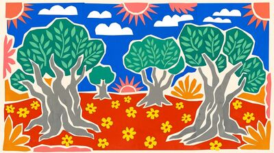 Matisse Style Olive Orchard Canvas Painting
