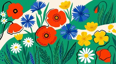 Abstract Colorful Wildflower Meadow Canvas Wall Art
