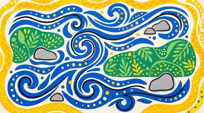 Matisse Inspired Zen Rock Garden Canvas Painting