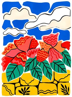 Abstract Colorful Bougainvillea Wall Canvas Wall Art