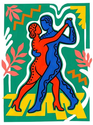 Matisse Inspired Tango Couple Canvas Painting